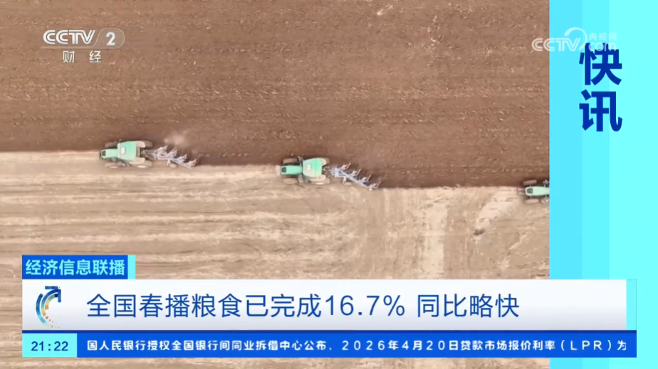 全国春播粮食已完成16.7% 同比略快